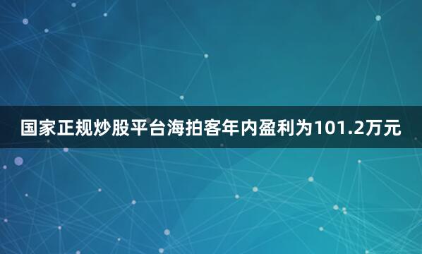 国家正规炒股平台海拍客年内盈利为101.2万元